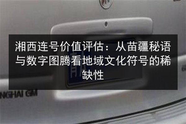 湘西连号价值评估：从苗疆秘语与数字图腾看地域文化符号的稀缺性