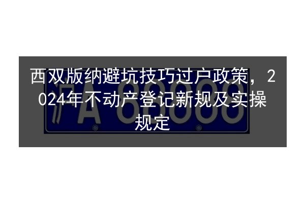 西双版纳避坑技巧过户政策,2024年不动产登记新规及实操规定 第1张 西双版纳避坑技巧过户政策,2024年不动产登记新规及实操规定 第1张