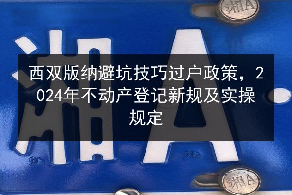 西双版纳避坑技巧过户政策,2024年不动产登记新规及实操规定 第2张 西双版纳避坑技巧过户政策,2024年不动产登记新规及实操规定 第2张