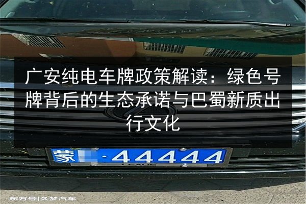 广安纯电车牌政策解读：绿色号牌背后的生态承诺与巴蜀新质出行文化