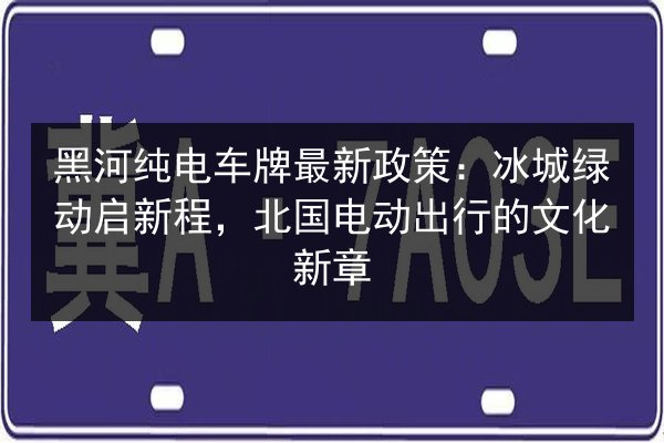 黑河纯电车牌最新政策：冰城绿动启新程，北国电动出行的文化新章