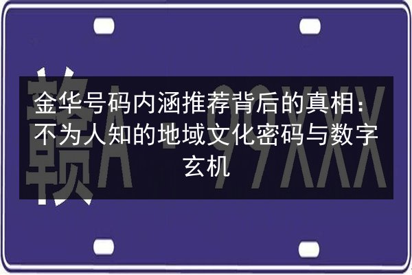 金华号码内涵推荐背后的真相：不为人知的地域文化密码与数字玄机 第2张