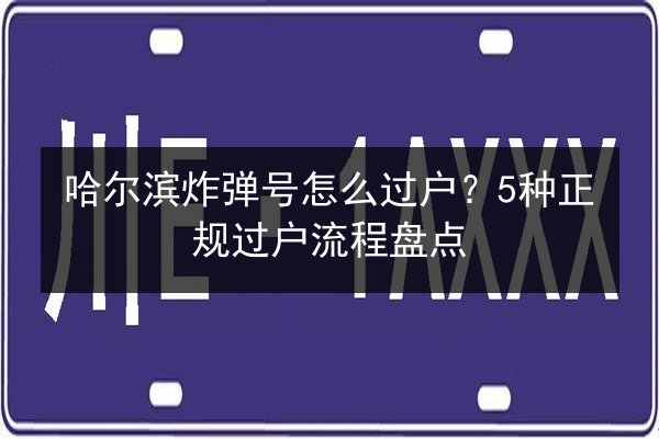 哈尔滨炸弹号怎么过户？5种正规过户流程盘点