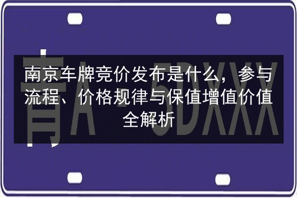 南京车牌竞价发布是什么，参与流程、价格规律与保值增值价值全解析