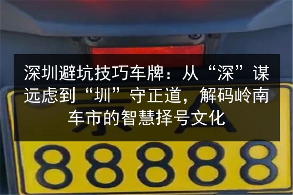 深圳避坑技巧车牌:从“深”谋远虑到“圳”守正道,解码岭南车市的智慧择号文化 第2张 深圳避坑技巧车牌:从“深”谋远虑到“圳”守正道,解码岭南车市的智慧择号文化 第2张