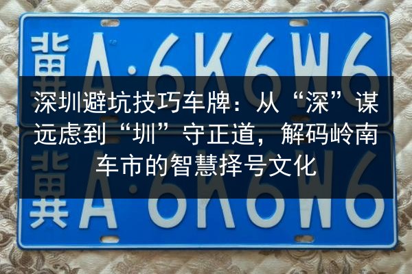 深圳避坑技巧车牌:从“深”谋远虑到“圳”守正道,解码岭南车市的智慧择号文化 第3张 深圳避坑技巧车牌:从“深”谋远虑到“圳”守正道,解码岭南车市的智慧择号文化 第3张