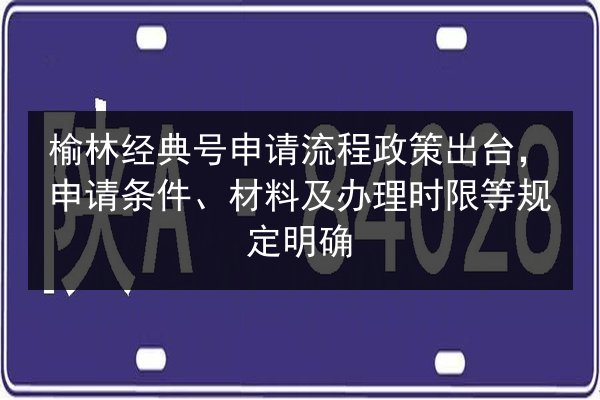 榆林经典号申请流程政策出台，申请条件、材料及办理时限等规定明确 第3张