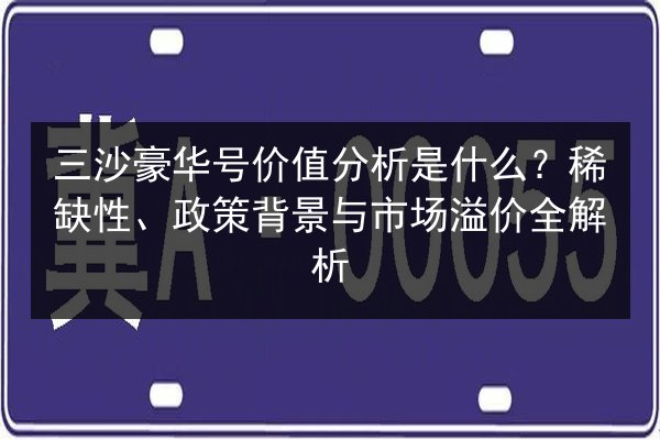 三沙豪华号价值分析是什么？稀缺性、政策背景与市场溢价全解析