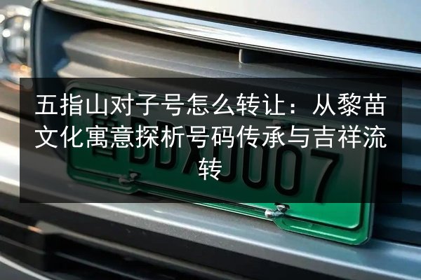 五指山对子号怎么转让：从黎苗文化寓意探析号码传承与吉祥流转