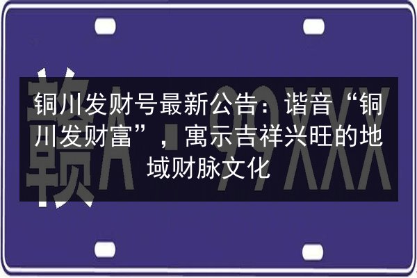 铜川发财号最新公告:谐音“铜川发财富”,寓示吉祥兴旺的地域财脉文化 第2张 铜川发财号最新公告:谐音“铜川发财富”,寓示吉祥兴旺的地域财脉文化 第2张