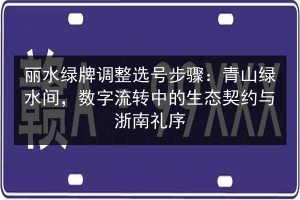 丽水绿牌调整选号步骤:青山绿水间,数字流转中的生态契约与浙南礼序 第3张 丽水绿牌调整选号步骤:青山绿水间,数字流转中的生态契约与浙南礼序 第3张