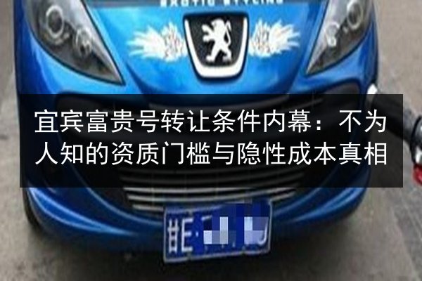 宜宾富贵号转让条件内幕:不为人知的资质门槛与隐性成本真相 第2张 宜宾富贵号转让条件内幕:不为人知的资质门槛与隐性成本真相 第2张