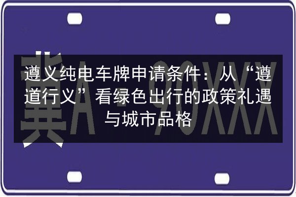 遵义纯电车牌申请条件：从“遵道行义”看绿色出行的政策礼遇与城市品格 第2张