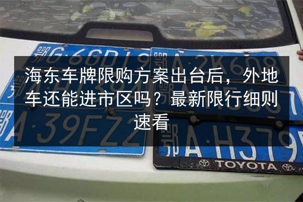 海东车牌限购方案出台后，外地车还能进市区吗？最新限行细则速看