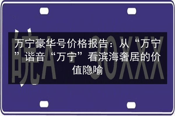 万宁豪华号价格报告:从“万宁”谐音“万宁”看滨海奢居的价值隐喻 第1张 万宁豪华号价格报告:从“万宁”谐音“万宁”看滨海奢居的价值隐喻 第1张