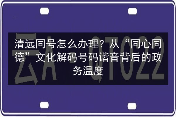 清远同号怎么办理？从“同心同德”文化解码号码谐音背后的政务温度