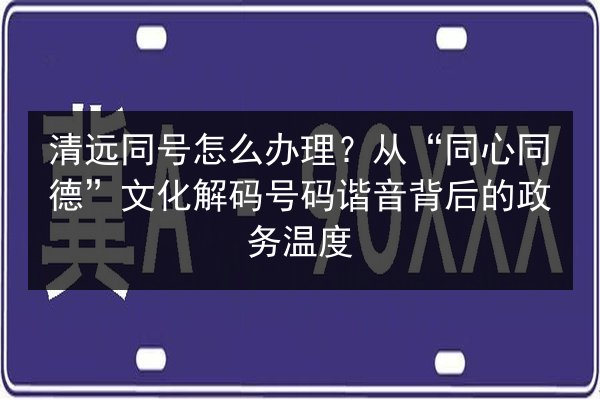 清远同号怎么办理？从“同心同德”文化解码号码谐音背后的政务温度 第2张