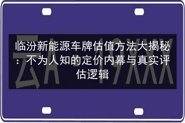 临汾新能源车牌估值方法大揭秘：不为人知的定价内幕与真实评估逻辑