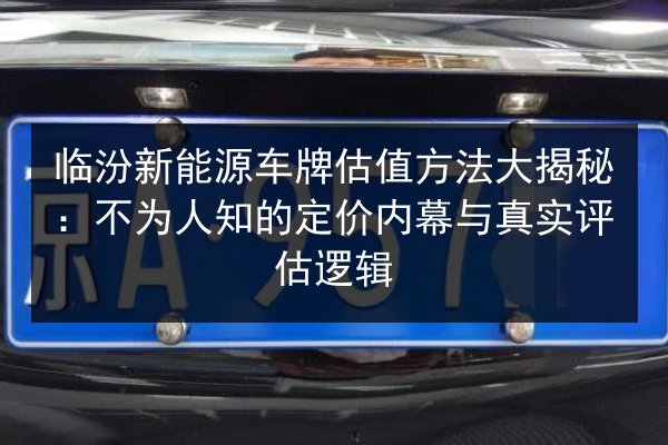 临汾新能源车牌估值方法大揭秘:不为人知的定价内幕与真实评估逻辑 第2张 临汾新能源车牌估值方法大揭秘:不为人知的定价内幕与真实评估逻辑 第2张