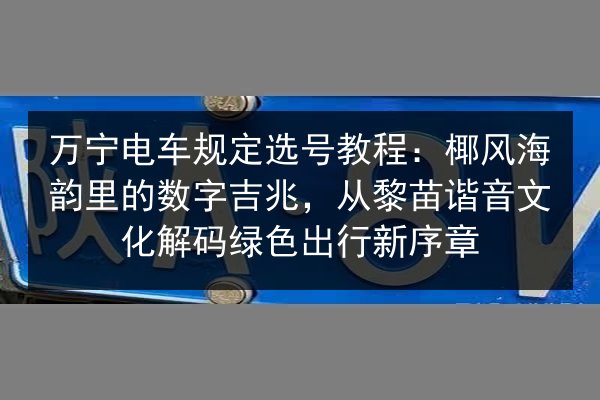 万宁电车规定选号教程:椰风海韵里的数字吉兆,从黎苗谐音文化解码绿色出行新序章 第2张 万宁电车规定选号教程:椰风海韵里的数字吉兆,从黎苗谐音文化解码绿色出行新序章 第2张