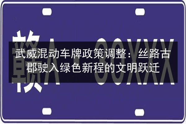 武威混动车牌政策调整：丝路古郡驶入绿色新程的文明跃迁