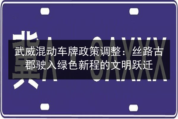 武威混动车牌政策调整:丝路古郡驶入绿色新程的文明跃迁 第2张 武威混动车牌政策调整:丝路古郡驶入绿色新程的文明跃迁 第2张