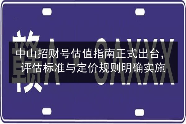 中山招财号估值指南正式出台，评估标准与定价规则明确实施