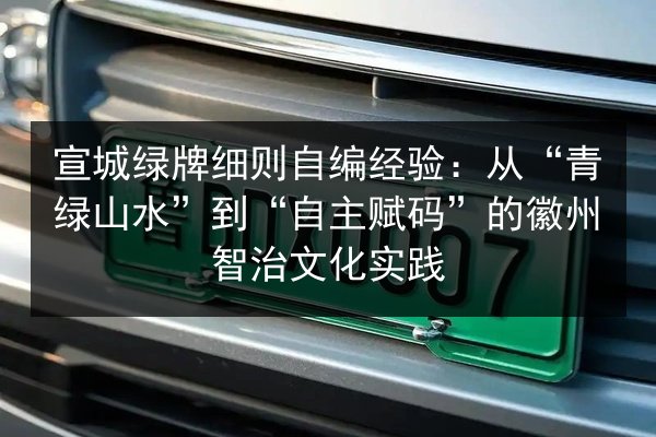 宣城绿牌细则自编经验:从“青绿山水”到“自主赋码”的徽州智治文化实践 第3张 宣城绿牌细则自编经验:从“青绿山水”到“自主赋码”的徽州智治文化实践 第3张