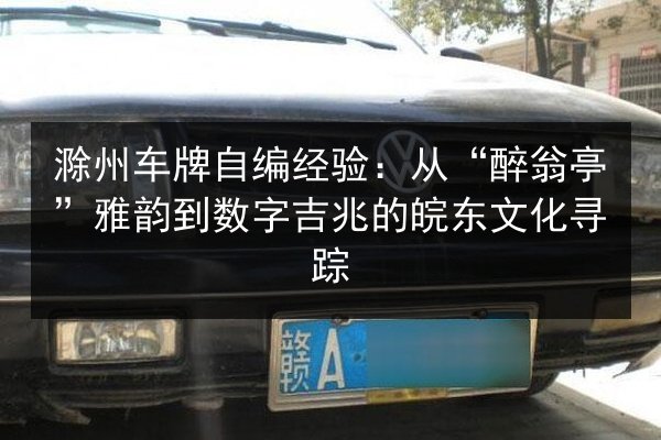滁州车牌自编经验：从“醉翁亭”雅韵到数字吉兆的皖东文化寻踪