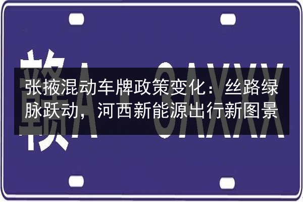 张掖混动车牌政策变化：丝路绿脉跃动，河西新能源出行新图景 第2张