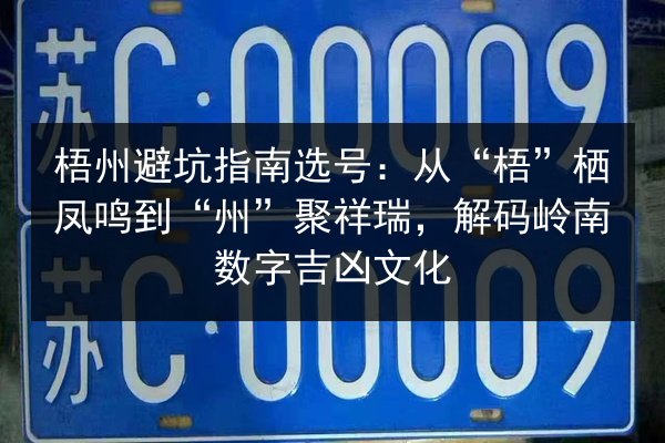 梧州避坑指南选号：从“梧”栖凤鸣到“州”聚祥瑞，解码岭南数字吉凶文化
