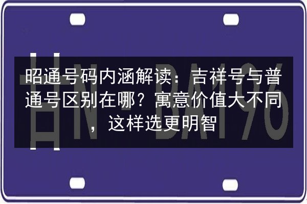 昭通号码内涵解读：吉祥号与普通号区别在哪？寓意价值大不同，这样选更明智 第1张
