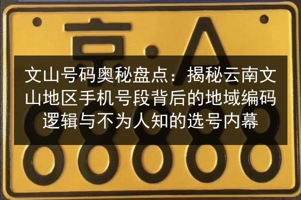 文山号码奥秘盘点：揭秘云南文山地区手机号段背后的地域编码逻辑与不为人知的选号内幕