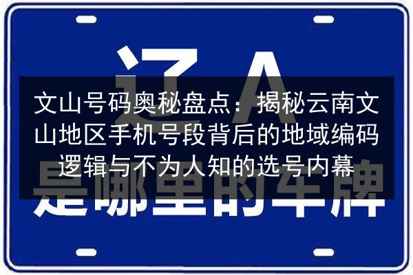 文山号码奥秘盘点:揭秘云南文山地区手机号段背后的地域编码逻辑与不为人知的选号内幕 第2张 文山号码奥秘盘点:揭秘云南文山地区手机号段背后的地域编码逻辑与不为人知的选号内幕 第2张