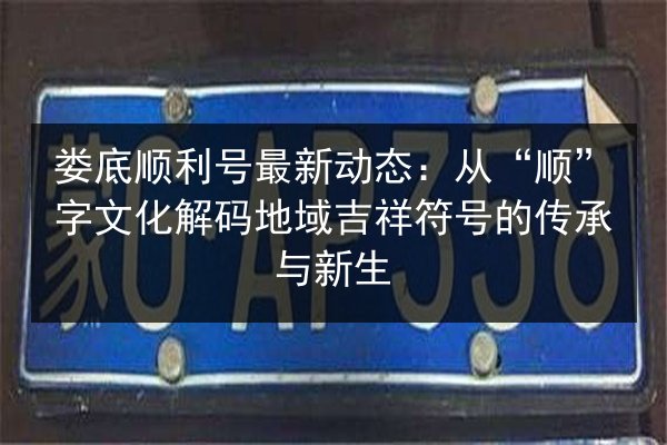 娄底顺利号最新动态：从“顺”字文化解码地域吉祥符号的传承与新生