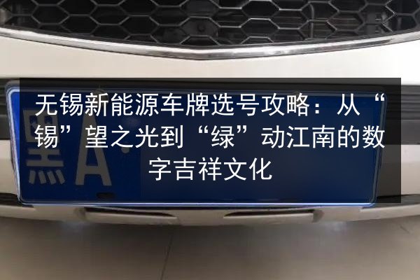 无锡新能源车牌选号攻略：从“锡”望之光到“绿”动江南的数字吉祥文化 第1张