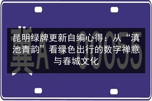 昆明绿牌更新自编心得：从“滇池青韵”看绿色出行的数字禅意与春城文化 第2张