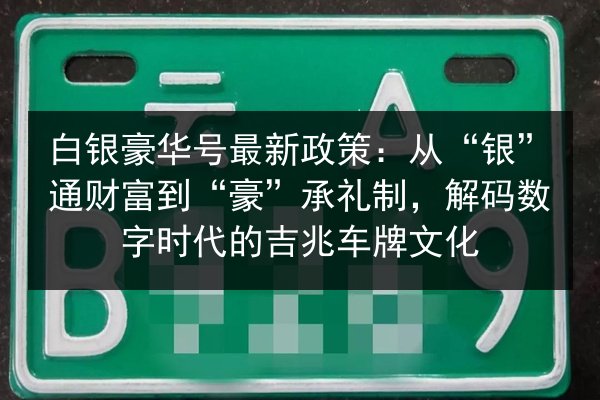 白银豪华号最新政策：从“银”通财富到“豪”承礼制，解码数字时代的吉兆车牌文化