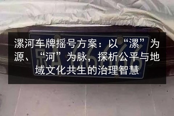 漯河车牌摇号方案：以“漯”为源、“河”为脉，探析公平与地域文化共生的治理智慧 第2张