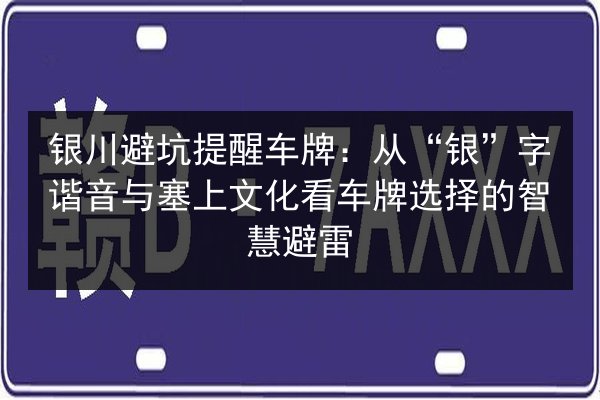 银川避坑提醒车牌:从“银”字谐音与塞上文化看车牌选择的智慧避雷 第3张 银川避坑提醒车牌:从“银”字谐音与塞上文化看车牌选择的智慧避雷 第3张