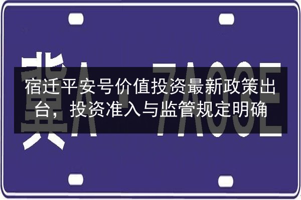 宿迁平安号价值投资最新政策出台,投资准入与监管规定明确 第2张 宿迁平安号价值投资最新政策出台,投资准入与监管规定明确 第2张