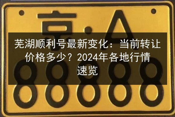 芜湖顺利号最新变化：当前转让价格多少？2024年各地行情速览