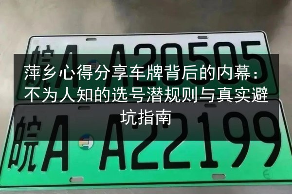 萍乡心得分享车牌背后的内幕:不为人知的选号潜规则与真实避坑指南 第3张 萍乡心得分享车牌背后的内幕:不为人知的选号潜规则与真实避坑指南 第3张