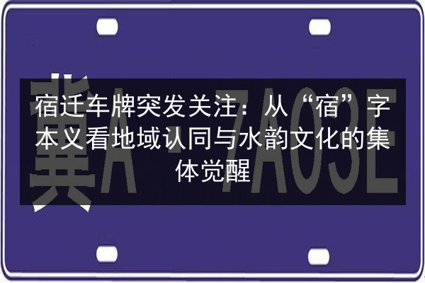 宿迁车牌突发关注：从“宿”字本义看地域认同与水韵文化的集体觉醒