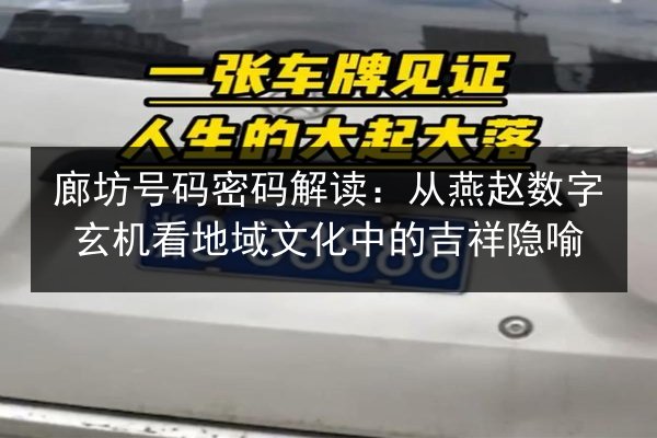 廊坊号码密码解读：从燕赵数字玄机看地域文化中的吉祥隐喻 第3张