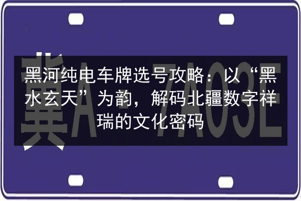 黑河纯电车牌选号攻略：以“黑水玄天”为韵，解码北疆数字祥瑞的文化密码 第2张