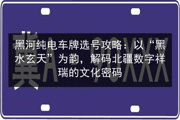 黑河纯电车牌选号攻略：以“黑水玄天”为韵，解码北疆数字祥瑞的文化密码 第3张