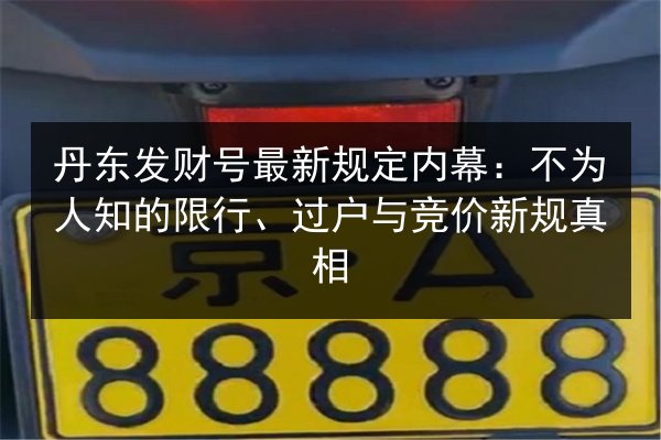 丹东发财号最新规定内幕：不为人知的限行、过户与竞价新规真相 第3张