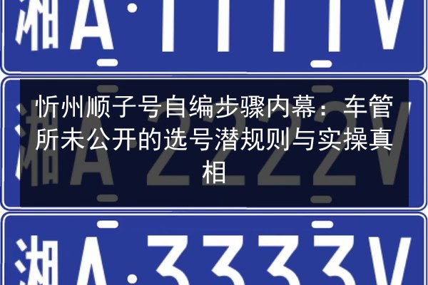 忻州顺子号自编步骤内幕:车管所未公开的选号潜规则与实操真相 第2张 忻州顺子号自编步骤内幕:车管所未公开的选号潜规则与实操真相 第2张