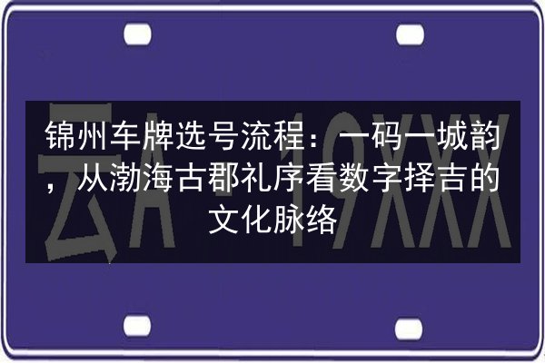 锦州车牌选号流程：一码一城韵，从渤海古郡礼序看数字择吉的文化脉络 第2张